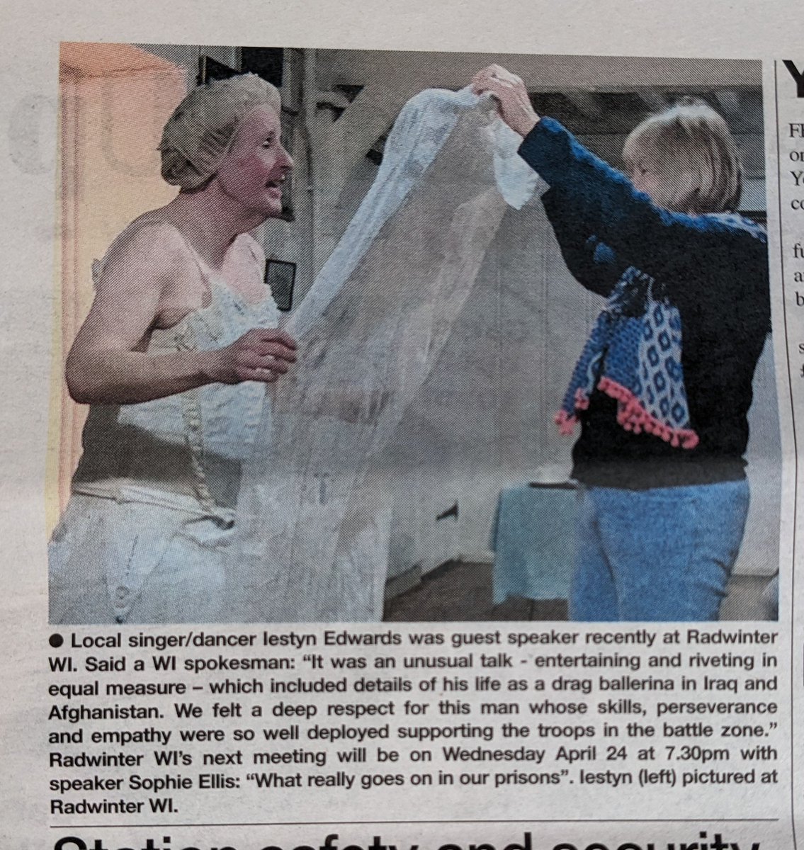 We made our local paper! 
We love the way that the editor has felt it necessary to explain that the person on the left is not a <a href="/WomensInstitute/">Women's Institute</a> member! 
Iestyn's book is on Amazon - "My Tutu went AWOL".