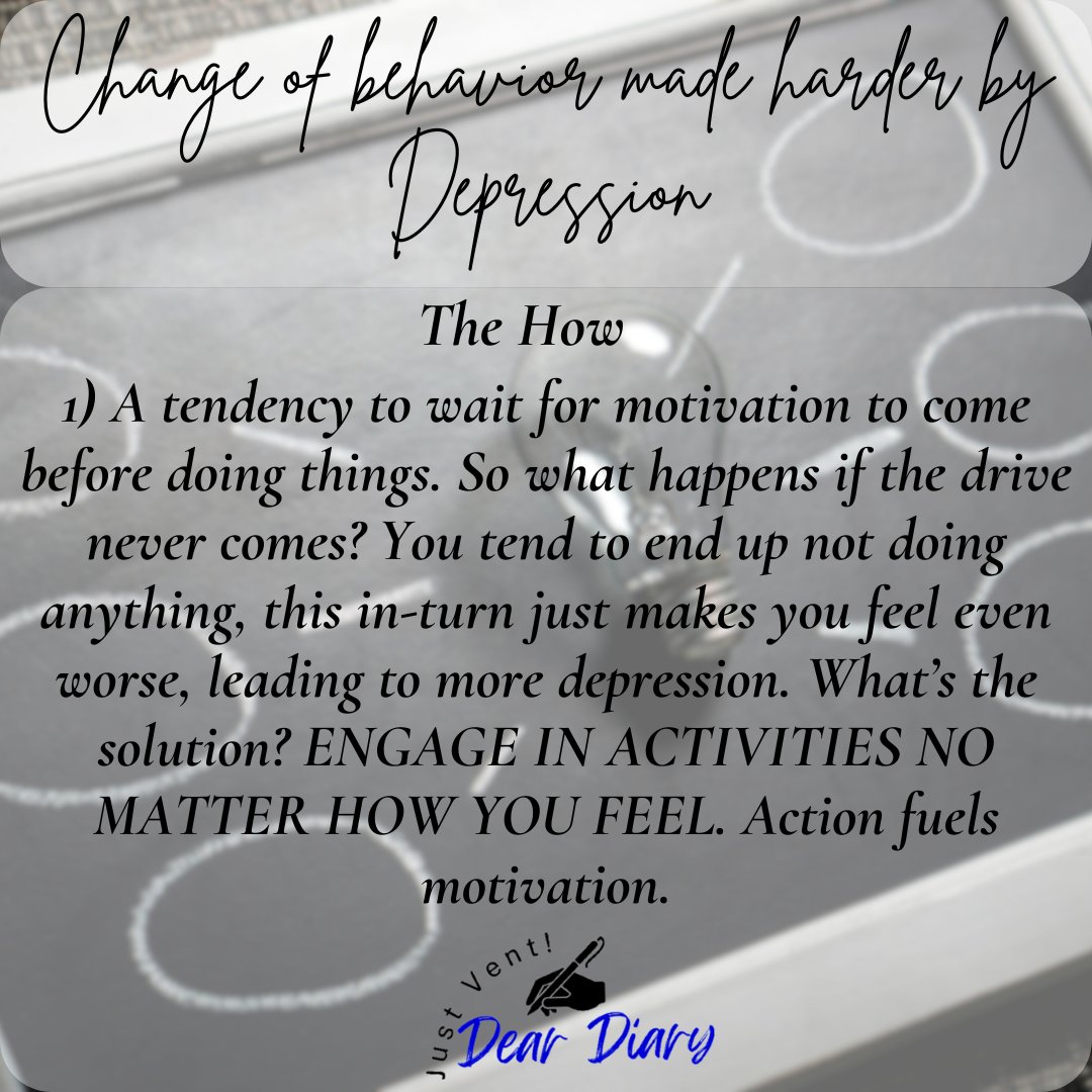 Did you know that Depression affects your behavior? The How #day2 #deardiary #deardiaryke #solutions #mentalhealth #mentalhealthawareness #learningaboutmentalhealth #mensmentalhealth #womensmentalhealth #depression #anxiety #ADHD #PTSD #affects #behavior #DidYouKnow #How