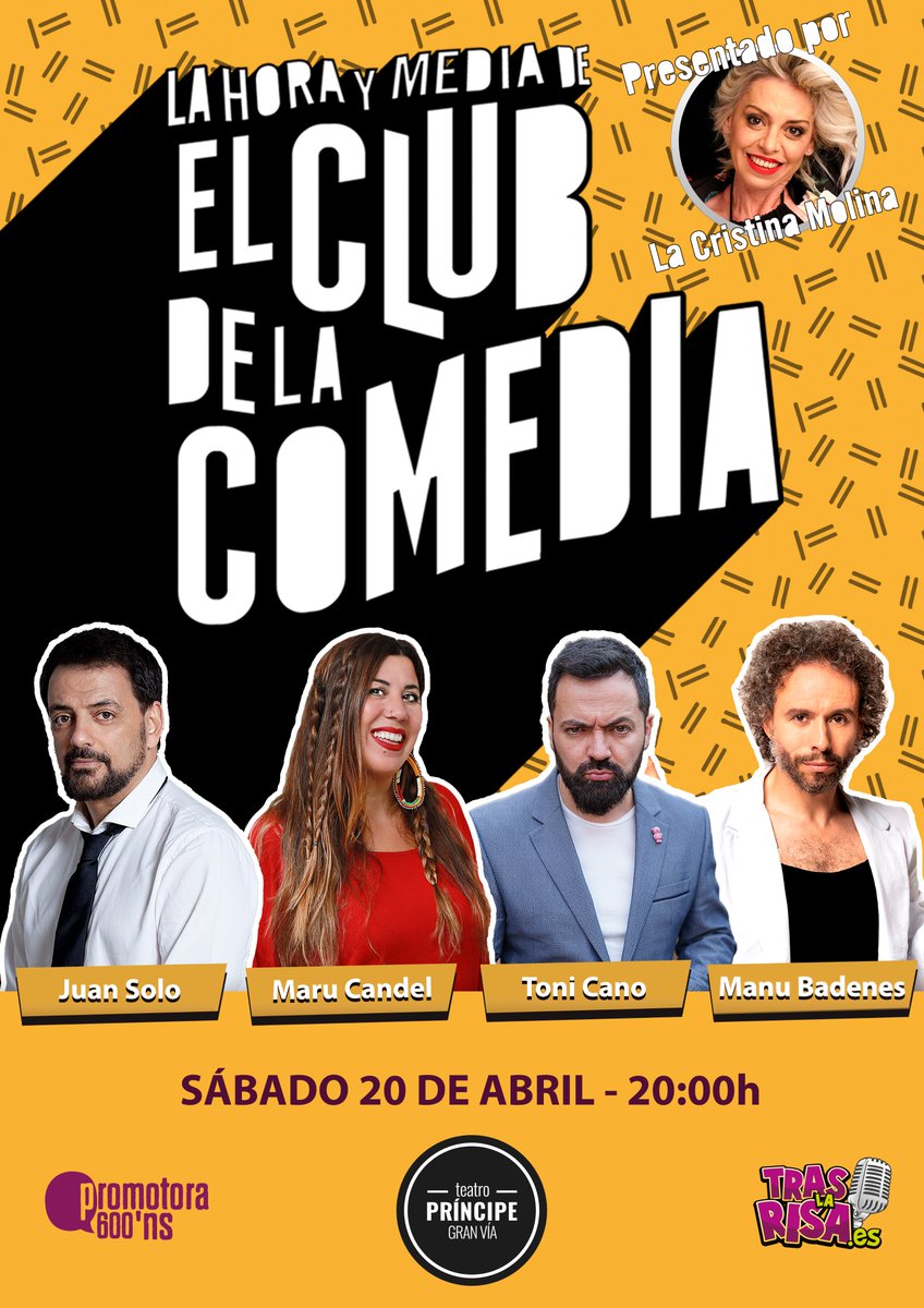 ¿Estás preparado para un FINDE más de diversión con #LaHoraYMediaDeElClubDeLaComedia en el #TeatroPríncipeGranVía de #Madrid? 😎 ¡Corre a por tus entradas! 👉 🎟 bit.ly/Club-MAD #MonólogosTrasLaRisa #teatro #humor #ocio #cómicos