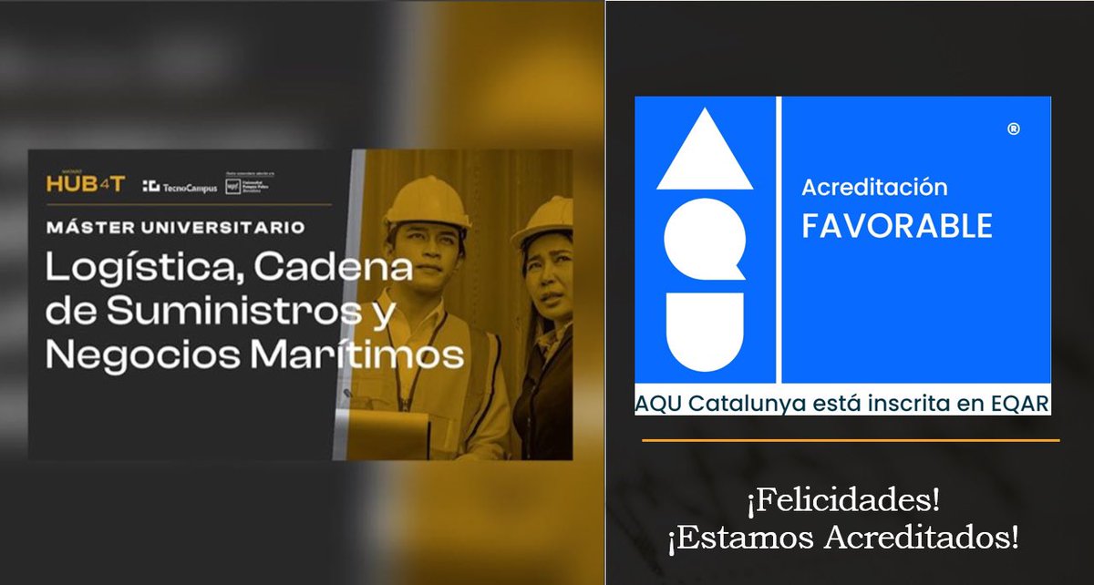 logisticatcm's tweet photo. Abro hilo: ¡¡¡Estamos de celebración!!! ¡Felicidades! 🥳🎉 Lo logramos! Nos complace informar que nuestro Máster Universitario en Logística ha sido exitosamente acreditado por la AQU. https://t.co/jXqKqeHQyU