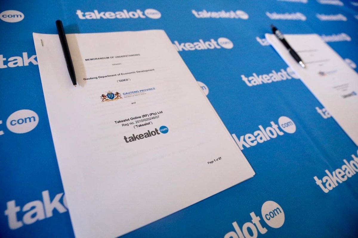 Lesufi's tweet photo. Ending an era where township businesses only sell to township residents. Today, together with TakeAlot, we signed an agreement that will, for the very first time, expose our business owners to the global market. This investment of R150m will lay a foundation for 20 000 new jobs. https://t.co/HjFCZQ3pdG