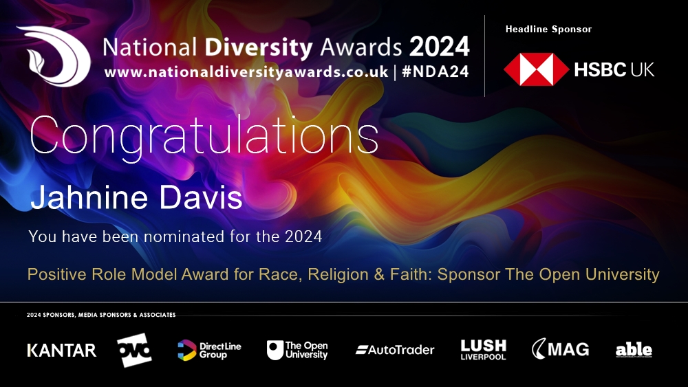 AMAZING NEWS!! Our Director @JahnineDavis has been nominated for the Positive Role Model Award for Race, Religion & Faith @ndawards Nominations close on the 14th May, so please go ahead and vote, vote, vote! nationaldiversityawards.co.uk/awards-2024/no… #NDA24 #Nominee #RoleModel #ListenUP