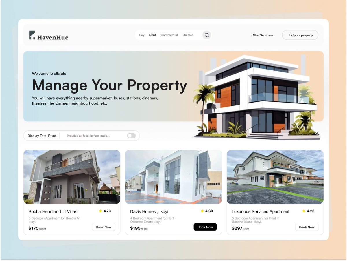 Daily UI Challenge 
✨Discover homes tailored to your lifestyle. Seamless UI for your property hunt.'

#uidesign #ui #uiuxdesign #uiux #productdesign #figma #uitrends