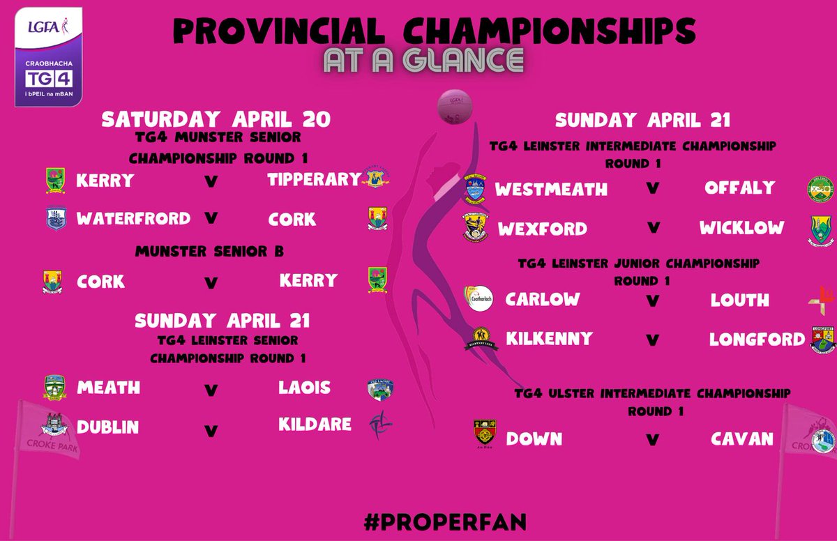 At a glance! Here's what's coming your way in the @TG4TV Provincial Championships over the coming weekend #ProperFan @SportTG4