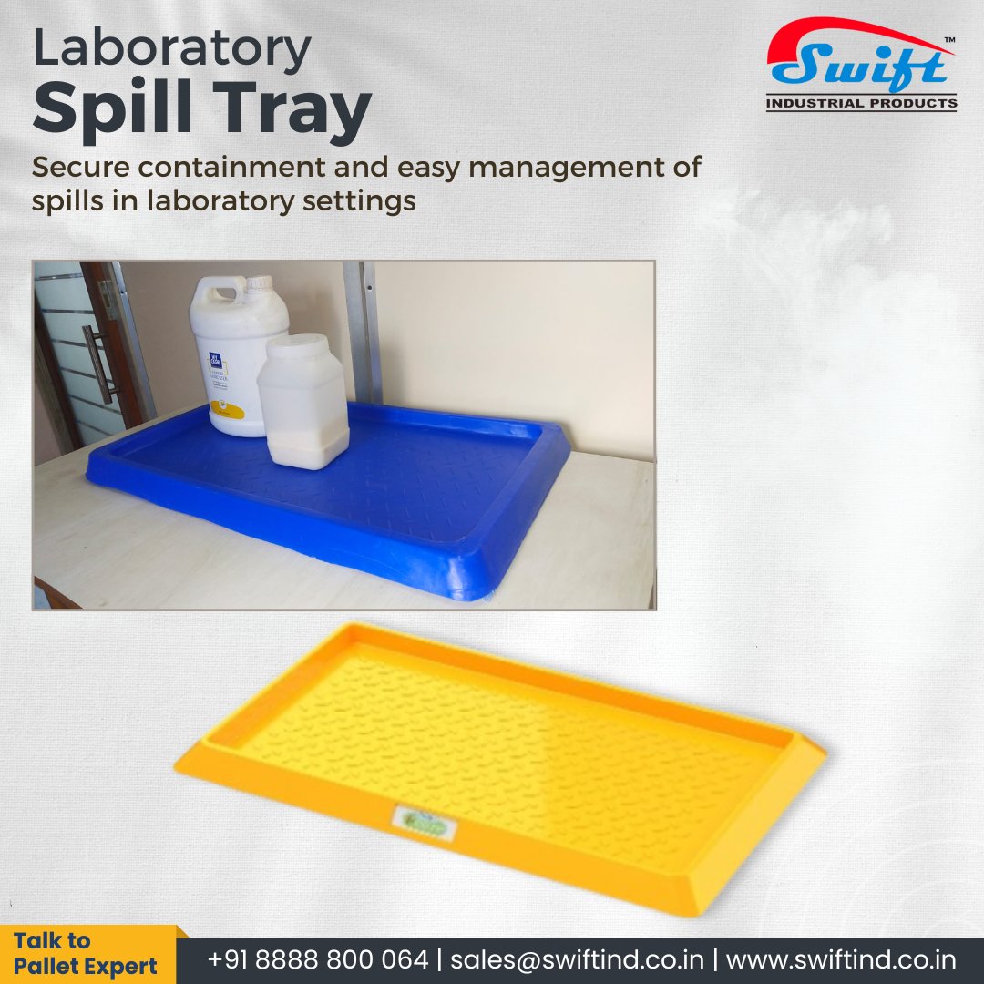 plasticpalletss's tweet image. Laboratory Spill Tray Designed for safe containment and management of spills in laboratory settings. Perfect for storing small chemical containers or placing under leaks. 
.
🌐 swiftind.co.in
☎ +91- 8888 800 064 📨 sales@swiftind.co.in
.
#SwiftTechnoplast #SpillTray