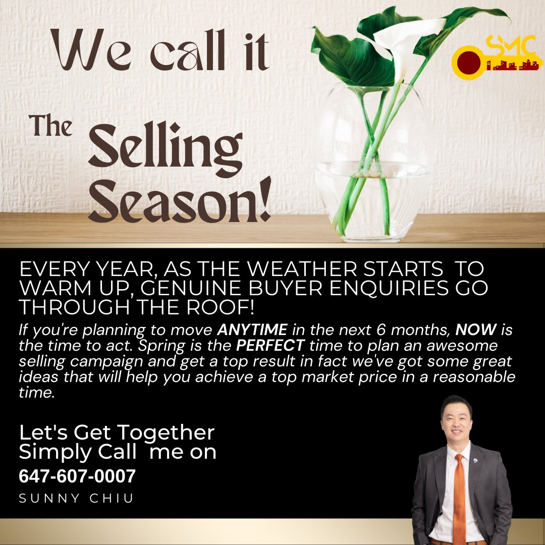 The Selling Season is here!

𝐒𝐮𝐧𝐧𝐲 𝐂𝐡𝐢𝐮
𝐑𝐄𝐀𝐋𝐓𝐎𝐑 ®

→ 𝟔𝟒𝟕-𝟔𝟎𝟕-𝟎𝟎𝟎𝟕
→ 𝐒𝐌𝐂𝐇𝐨𝐦𝐞𝐬.𝐜𝐚
→ 𝐬𝐮𝐧𝐦𝐢𝐧𝐠𝐜𝐡𝐢𝐮𝟖𝟕@𝐠𝐦𝐚𝐢𝐥.𝐜𝐨𝐦

#sellingseason #homesellers #TorontoRealtor #DurhamRealEstate #SMCHomes