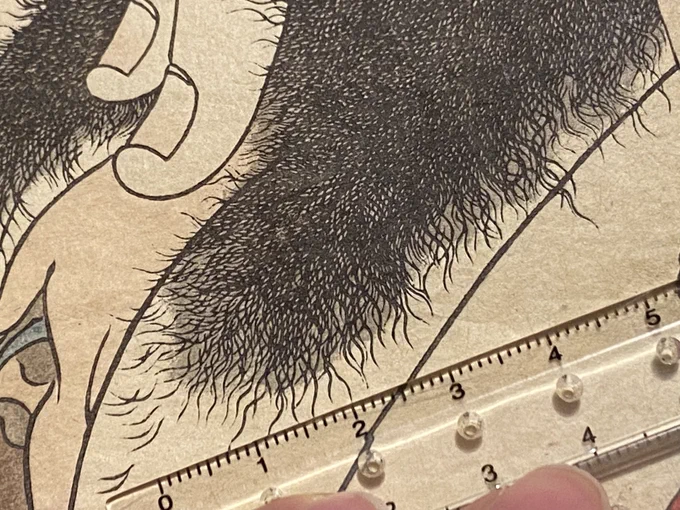 江戸期の木版画の彫りの技術。まじで板に彫りつけてるところ見てみたかった。ここまで彫れるようになるまで何年かかるんだろ‥ 