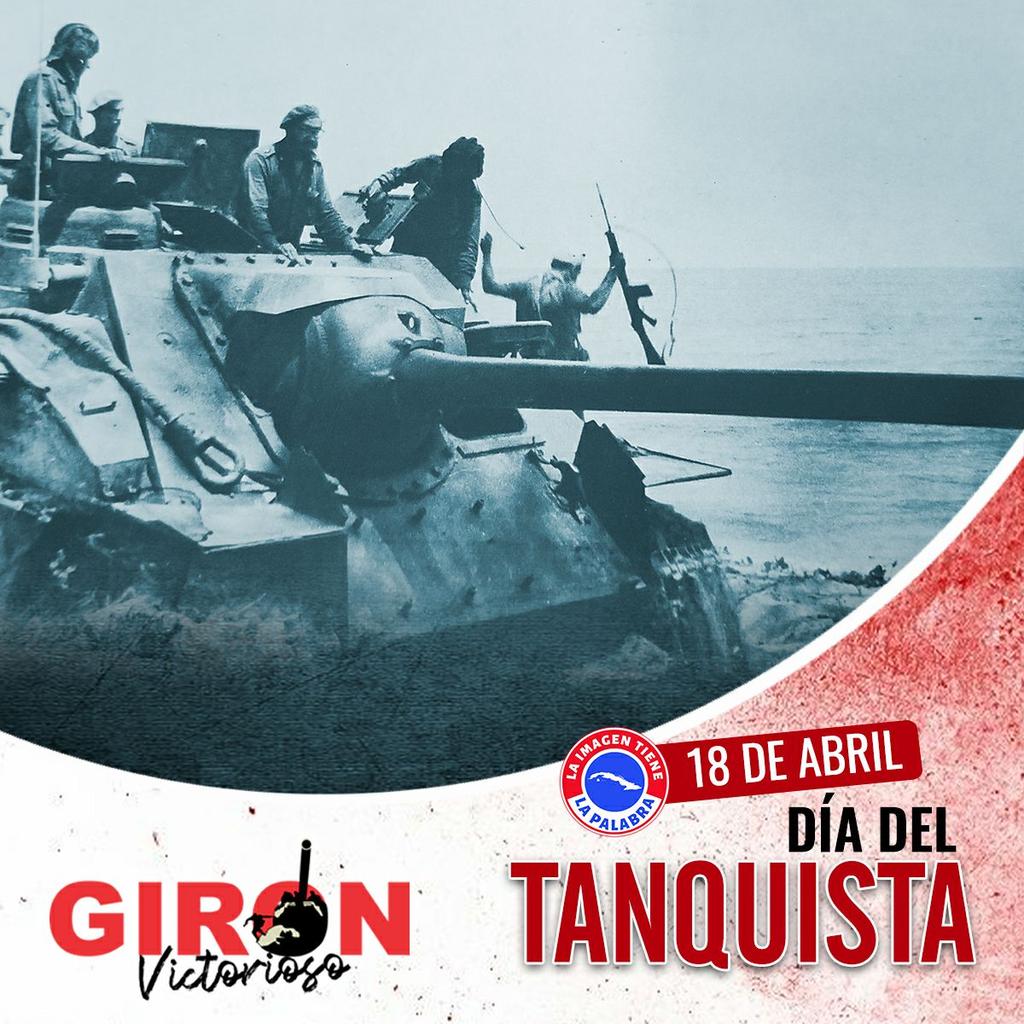 En el Día del Tanquista, emociona recordar a Fidel cañoneando el tanque americano Houston, impactado por la aviación cubana en la invasión de #GirónVictorioso. Fidel, qué tiene Fidel, que los imperialistas no pudieron con él‼️ #DeZurdaTeam