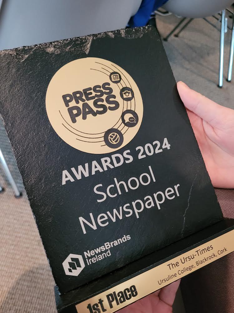 Members of our Newspaper Club travelled to Dublin yesterday to partake in the prestigious Presspass Awards for which we were in the running for School Newsaper of the Year! We were up against some stiff competition but ended up coming in 1st place. Congratulations to all involved