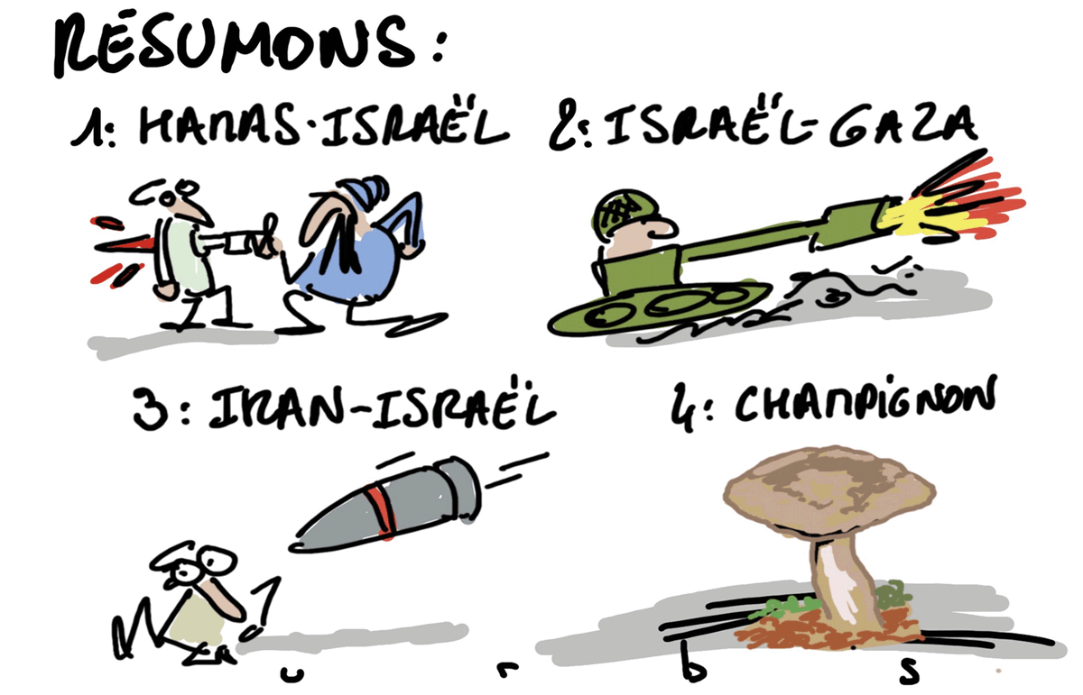 [EDITO] 'Risque d’escalade au Proche-Orient' Notre édito hebdo est en ligne sur notre site : cartooningforpeace.org ✏️ @pierrekroll (Belgique), @zbengolem (Israël), #Urbs (France)