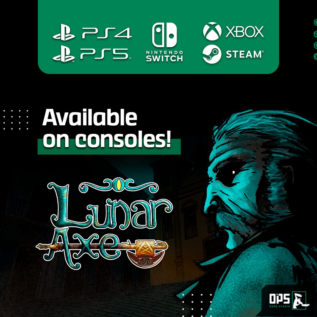 opsgamestudio's tweet photo. Lunar Axe is now available on your console! No need to wait, snag your copy now for PlayStation 4 and 5, Xbox Series S and X, and Nintendo Switch. PC gamers, we've gotcha covered too – head on over to the Steam store and get ready to dive in! 🫵🎮

#PlayStation5 #Nintendo #xbox https://t.co/5wY296KxDb