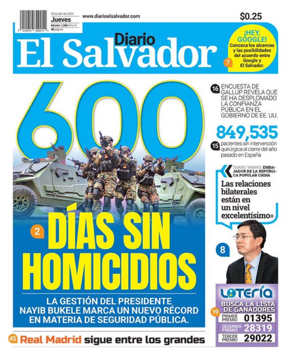 Santana17Sep's tweet photo. 600 días sin homicidios. 🇸🇻 https://t.co/utHgH9S2n3
