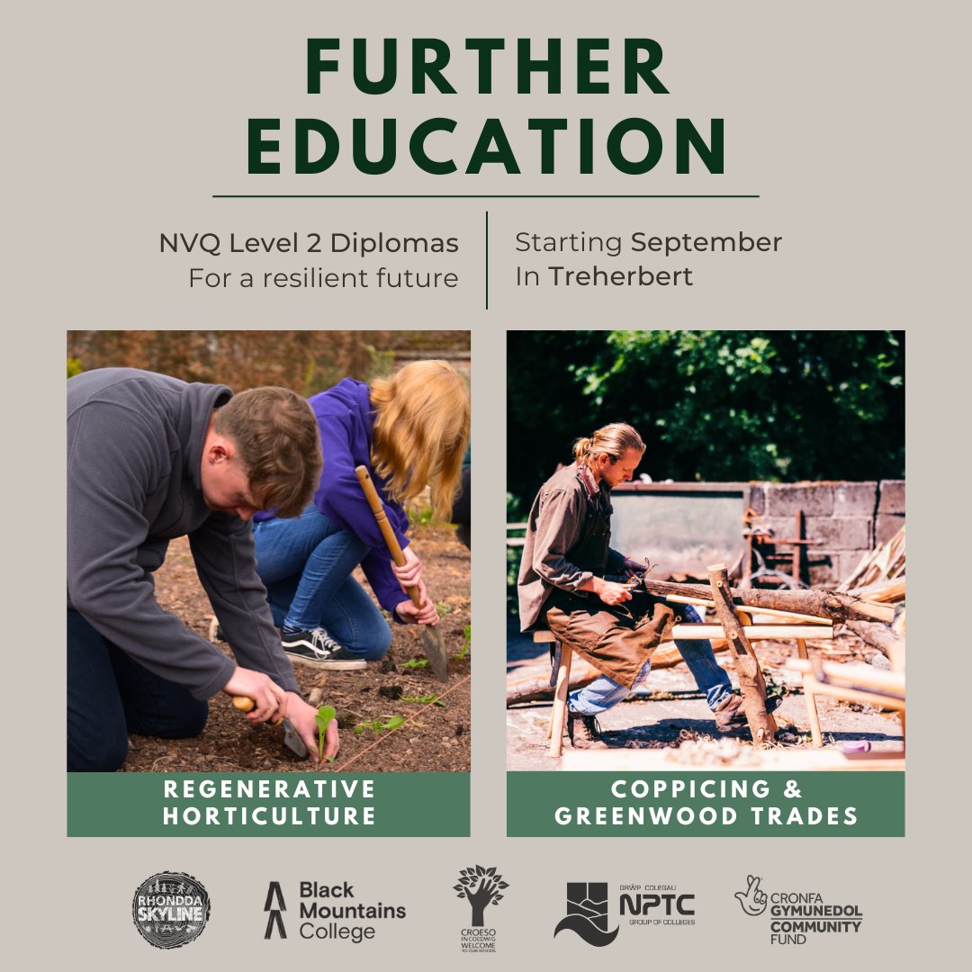 Black Mountains College partnered with @W_2_R_Woods and @NPTCGroup are offering Level 2 courses in for a September start in Treherbert! Read more and apply 🔗 blackmountainscollege.uk/study/further-…