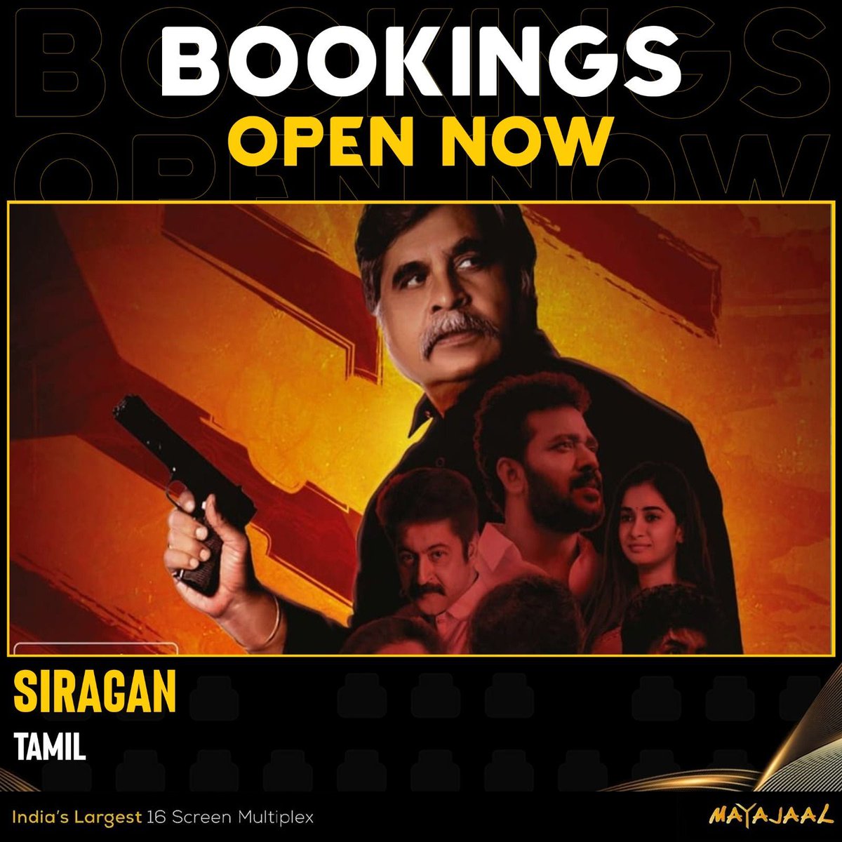 MayajaalECR's tweet photo. Buckle up for a crime-filled, thrilling journey with #Siragan
Bookings open for #Siragan (Tamil) at #Mayajaal
🎟️https://t.co/wpWyIQuVEY
#Gajarajsp #VinothGD #Pooventhan #Malik https://t.co/j5TcPFxDGz