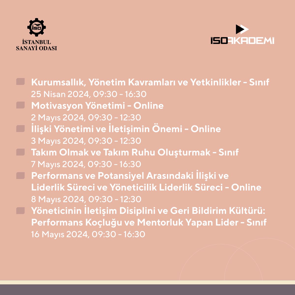 “Yöneticilikten Liderliğe Geçiş Programı“nda, yöneticilerin strateji, iş ve insan yönetimi konularında kendilerini geliştirmelerini sağlamak ve yöneticilikten liderliğe geçişin hem teorik hem de pratik yönlerini ele almak hedefleniyor. Program boyunca, yöneticilik ile liderlik