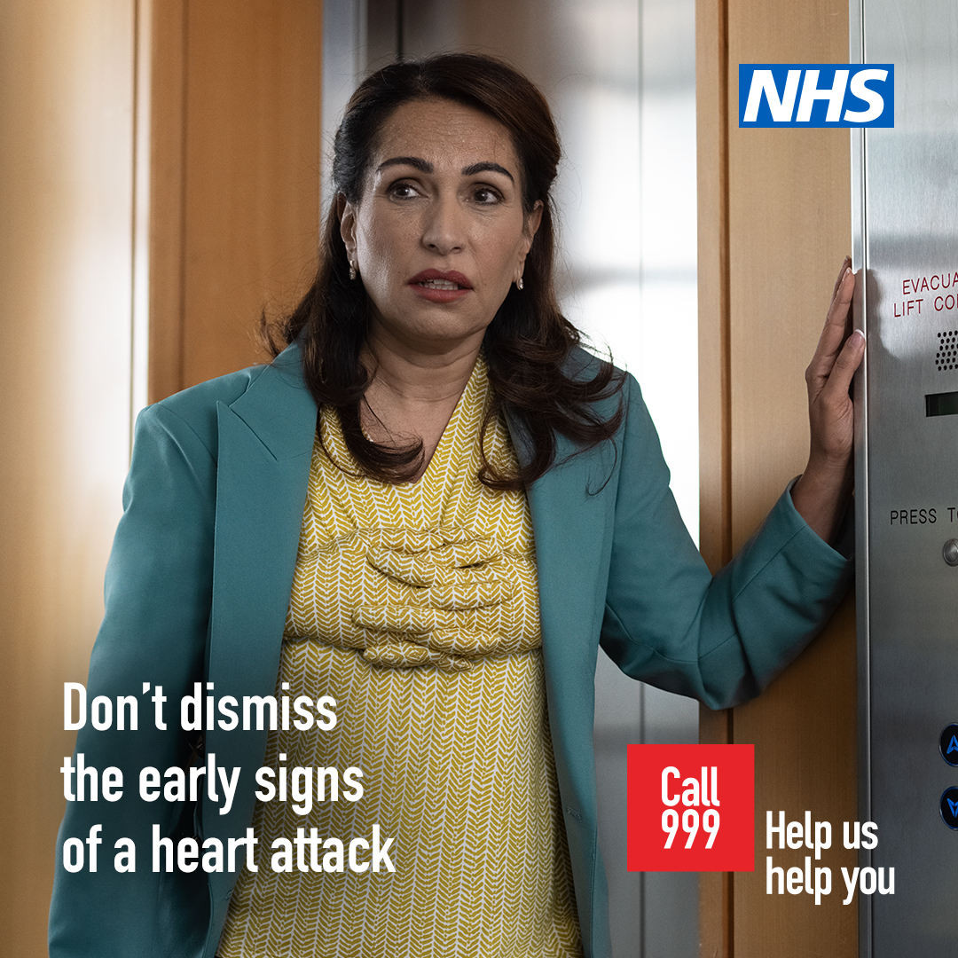 The early signs of a heart attack can vary – the most common symptoms includes squeezing across the chest and a feeling of unease. It’s never too early to call 999 and describe your symptoms. #HelpUsHelpYou