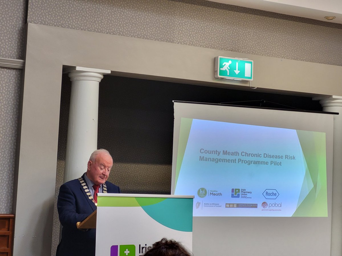 🎤Councillor Tommy Reilly, Cathaoirleach of Meath County Council is giving the opening remarks at the launch of the County Meath Free Health Checks Pilot Report. #IrishPharmacyUnion #HealthyMeath @RocheIrl