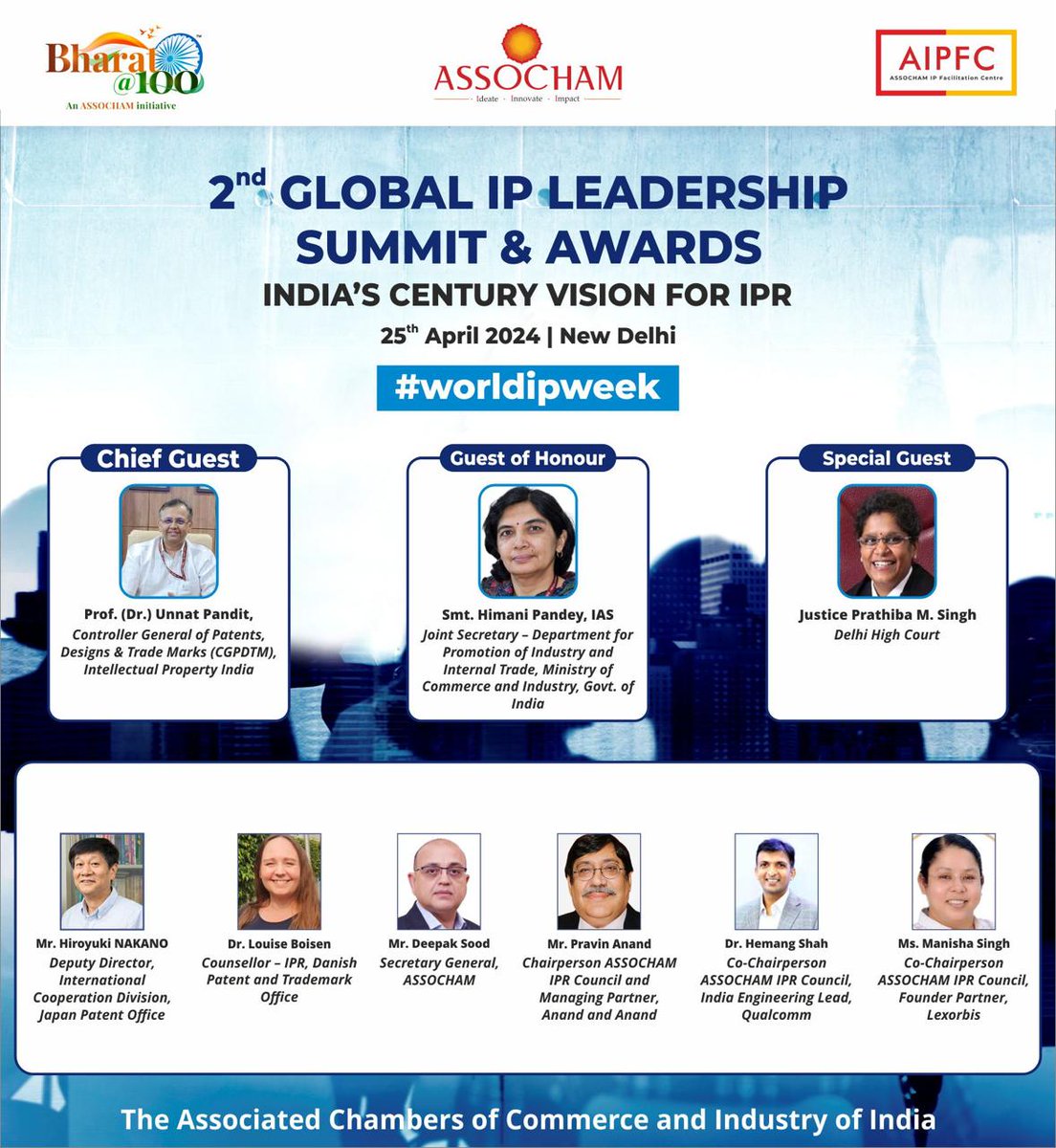 Step into the future of #intellectualPropertyRights with #ASSOCHAM at the 2nd #GlobalIPLeadership Summit and Awards focused on ‘India’s Century Vision for IPR’ during #WorldIPWeek. Gain insights, best practices, and strategies from experts while recognizing their valuable…