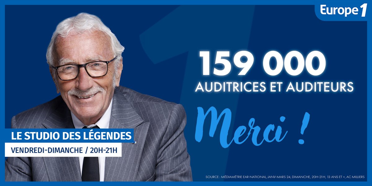 Vous êtes 159 000 auditrices et auditeurs à écouter 'Le Studio des Légendes', merci ! @Europe1