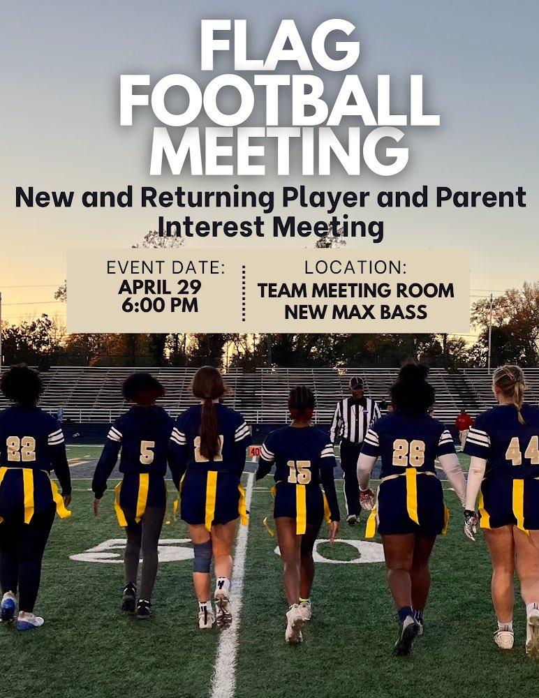 Our Flag Football meeting for the 24-25 season is on April 29th! See the flyer for details