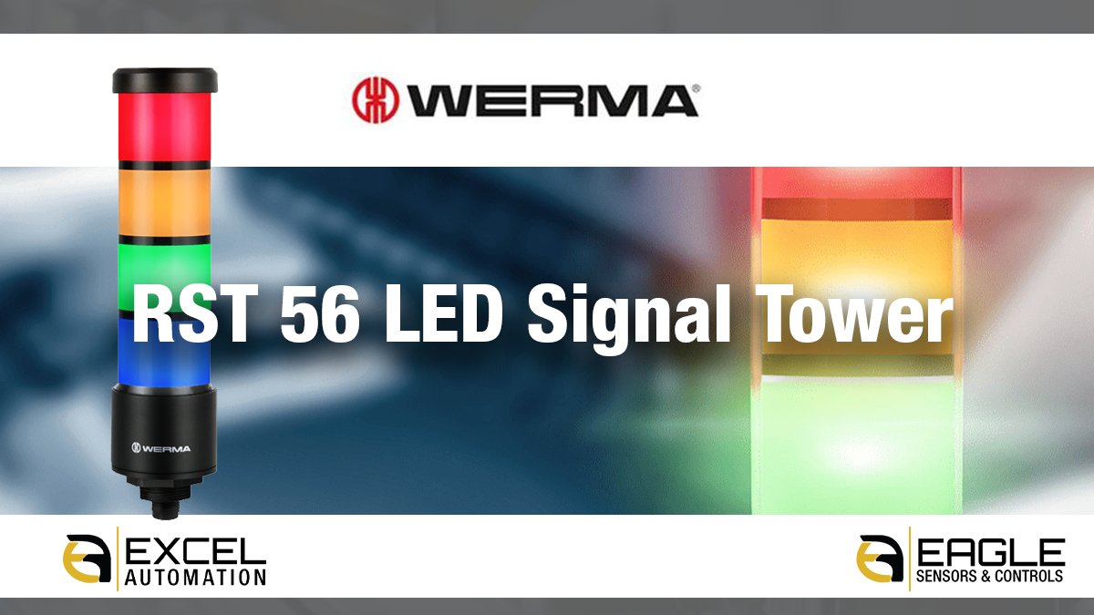 The new “RST” LED signal tower from <a href="/WERMAgroup/">WERMA</a> offers a refined and attractive appearance, homogeneous illumination &amp; optimum visibility of the illuminated signals in all directions.

Learn More:
excelautomationinc.com/rst-56-led-sig…

#automation #signaling #signaltechnology #ledlighting #led