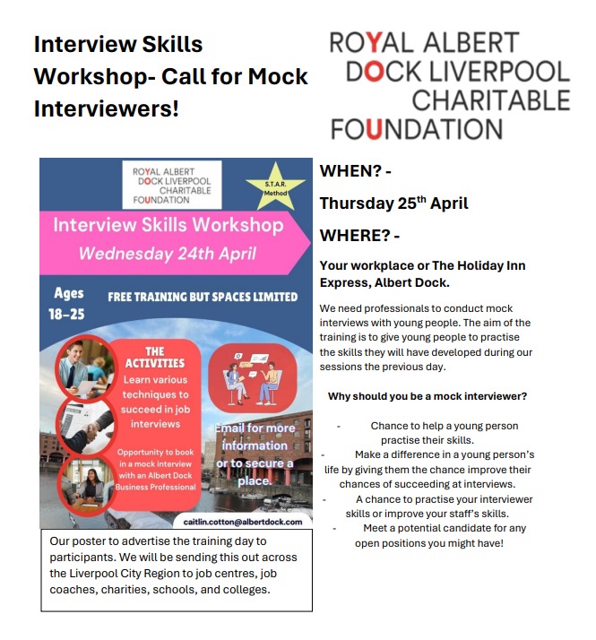 Our next #InterviewSkills Workshop is almost full!

So now we need people to conduct mock interviews for our trainees on Thursday 25th April!

Have a read of our post and get in touch if you want to help out.

#mockinterviews #radlcf #employabilitytraining #interviewskills