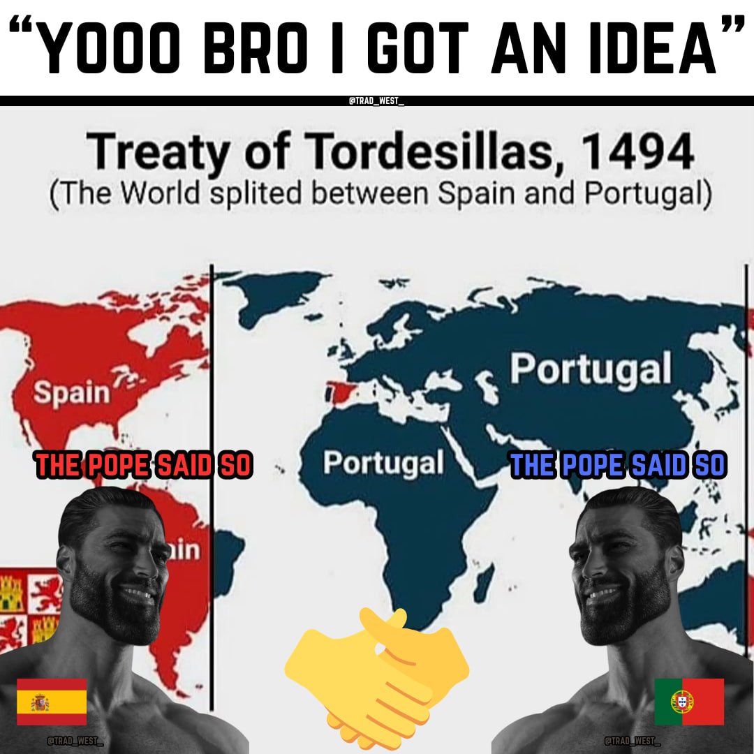 The Pope said so.
🇪🇸🗿🤝🗿🇵🇹