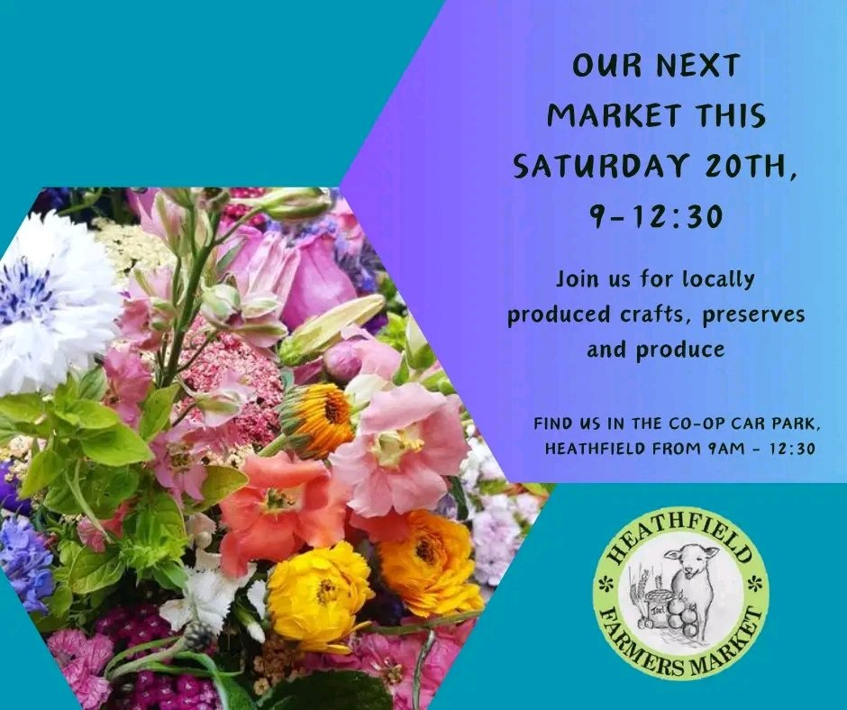 #Heathfield Market 
Sat 20th April 

#EastSussex #FarmersMarket #CraftMarket