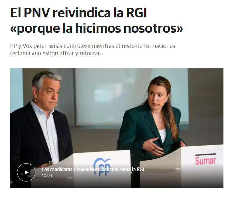 barrenetxea's tweet photo. El PNV sigue con su campaña del miedo y la mentira. Esto que ha dicho Pradales en @elcorreo_com sobre la RGI es rotundamente falso.

La RGI no la hizo el PNV. La RGI nace en 2008 con @ealkartasuna en el departamento de Justicia, Empleo y Seguridad Social del Gobierno Vasco.