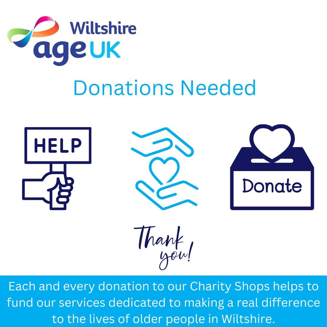 Our Bradford on Avon Charity Shop and Information hub needs your donations.

To find out what we can accept and how you get your goods to us, head over to: buff.ly/49cCBTm 

Thank you!

#ageukwiltshire #charityshop #donationsneeded