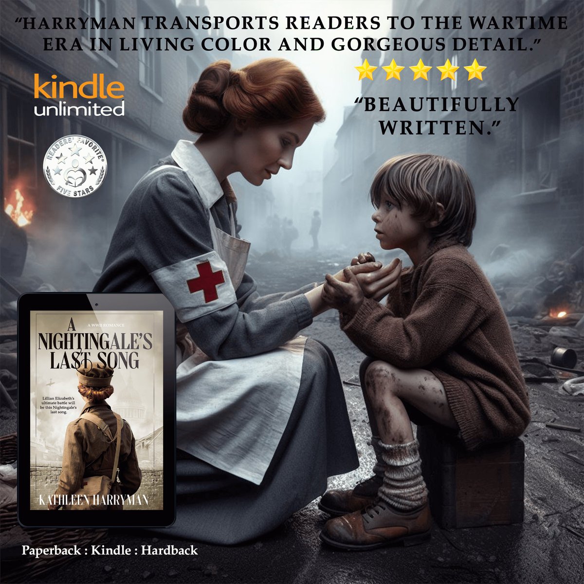 #BookReview 'Harryman’s presents an authentic, well-researched picture of the brutality and dilemmas of life during World War II.' #KU #Kindle #Paperback #Hardback mybook.to/Nightingales #HistoricalFiction #HistoricalRomance #Romance #WWII #HistFic #BooksWorthReading #IARTG