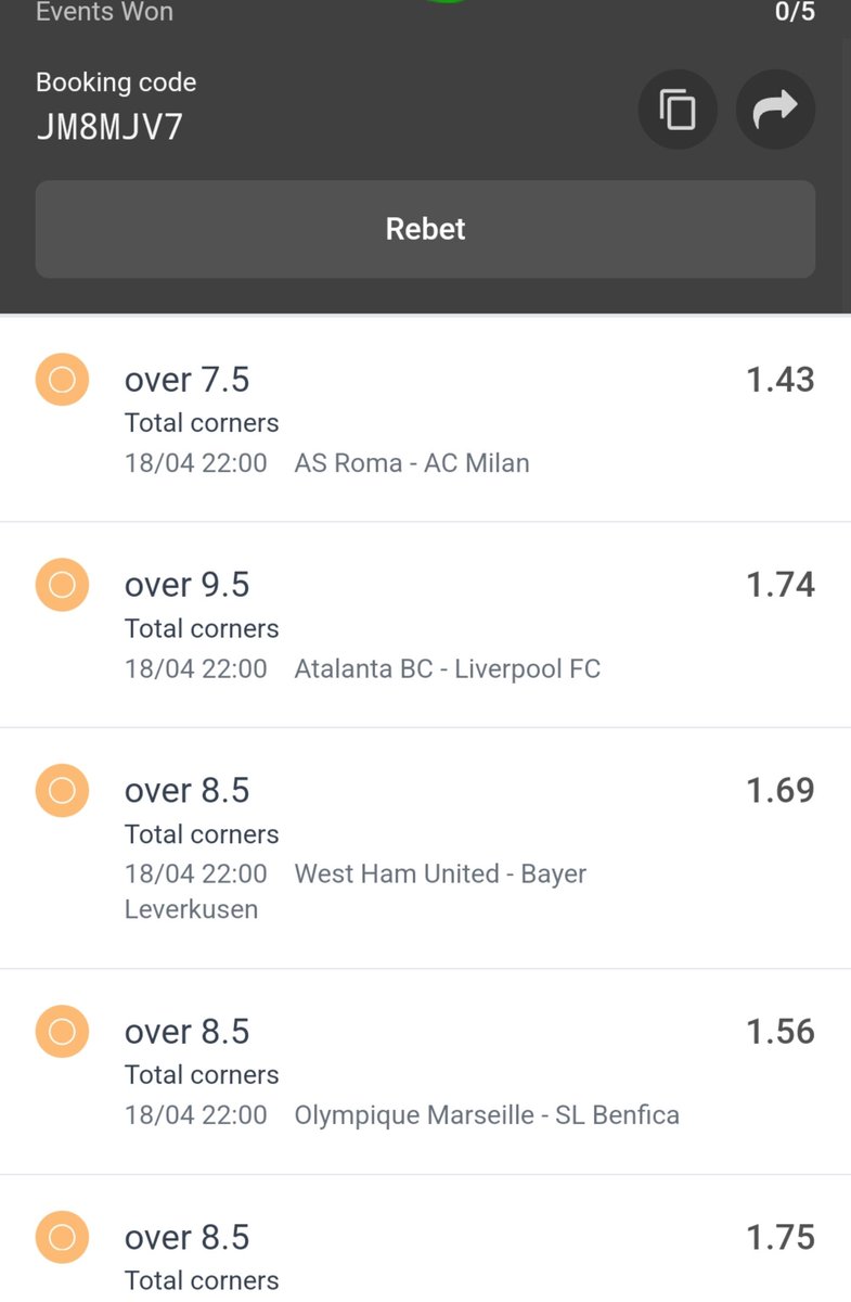 Corner Range Tips 
Start 10 PM
👇
odibets.com/share/JM8MJV7
👆
Click here to place bet 
Corners are easy wins