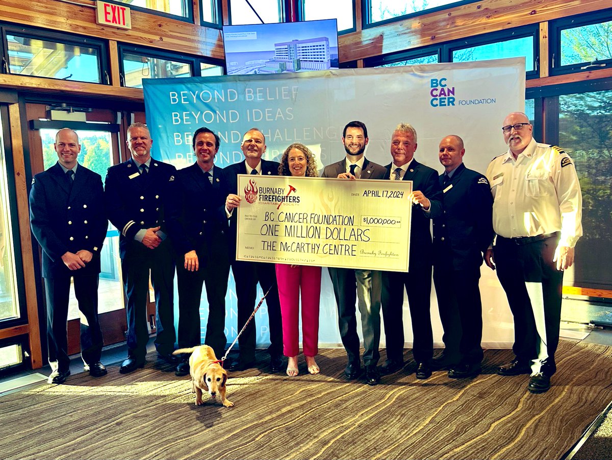 Burnaby Firefighters donating $1,000,000 dollars to the BC Cancer Foundation for The McCarthy Centre at the new Burnaby Hospital. We are proud to work alongside such caring philanthropists as Bill and John McCarthy #burnaby #cancer #iaff #firefighters #donate
