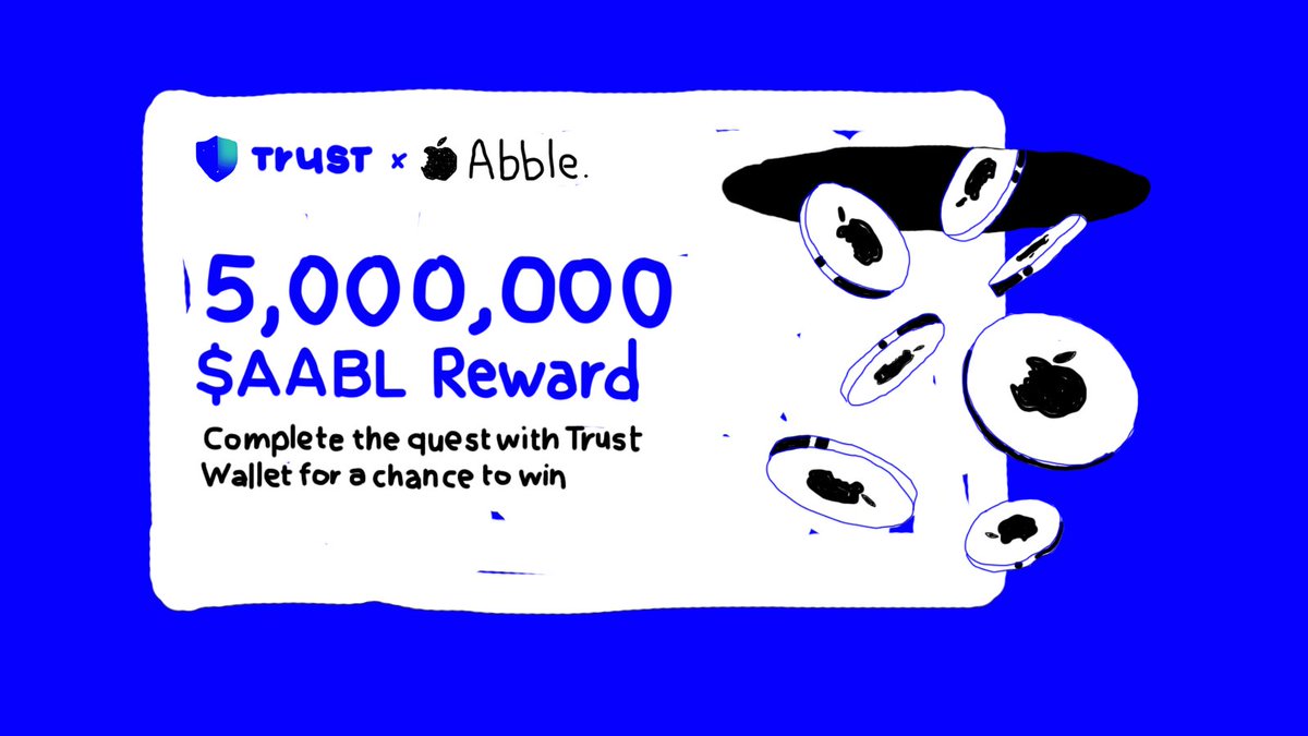 It's time for round 2! We've teamed up with Abble on #Solana for a 5,000,000 $AABL giveaway! (SPL-404 is next..🍏) Entry: 💙 Like & Reshare 💙 @abblecoin & @TrustWallet 👇 Complete the quest with #TrustWallet app.questn.com/quest/89521319…