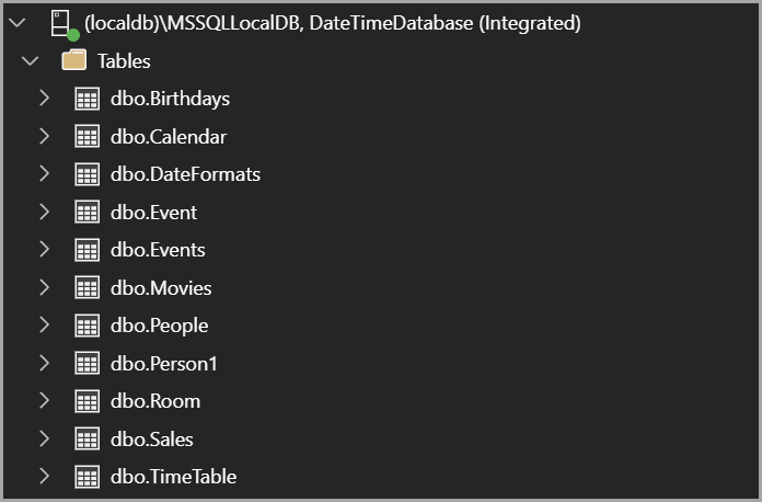 This morning working on upgrading a solution for working with dates from a SQL-Server database for teaching tomorrow. In the screenshot below, Calendar table is awesome. GitHub repository link to follow once finished. #csharp #tsql #sqlserver #net8 #visualstudio