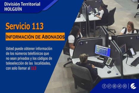 Llamando al 113, puede obtener información de los números telefónicos que no son privados. Debe especificar el nombre o la dirección exacta de la entidad o persona que desea contactar, la localidad y provincia a la que pertenece.#EtecsaTeAcompaña, #HolguínSi.