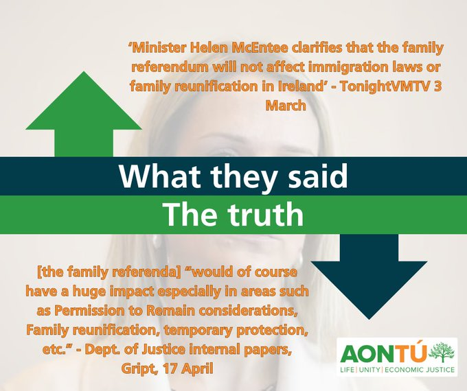 It is clear that the Government blatantly mislead the Dáil and the Irish people on the referenda. The recent revelations from within Helen McEntee’s own Department prove she told the public the exact opposite of what her officials told her. This isn’t over. #aontú