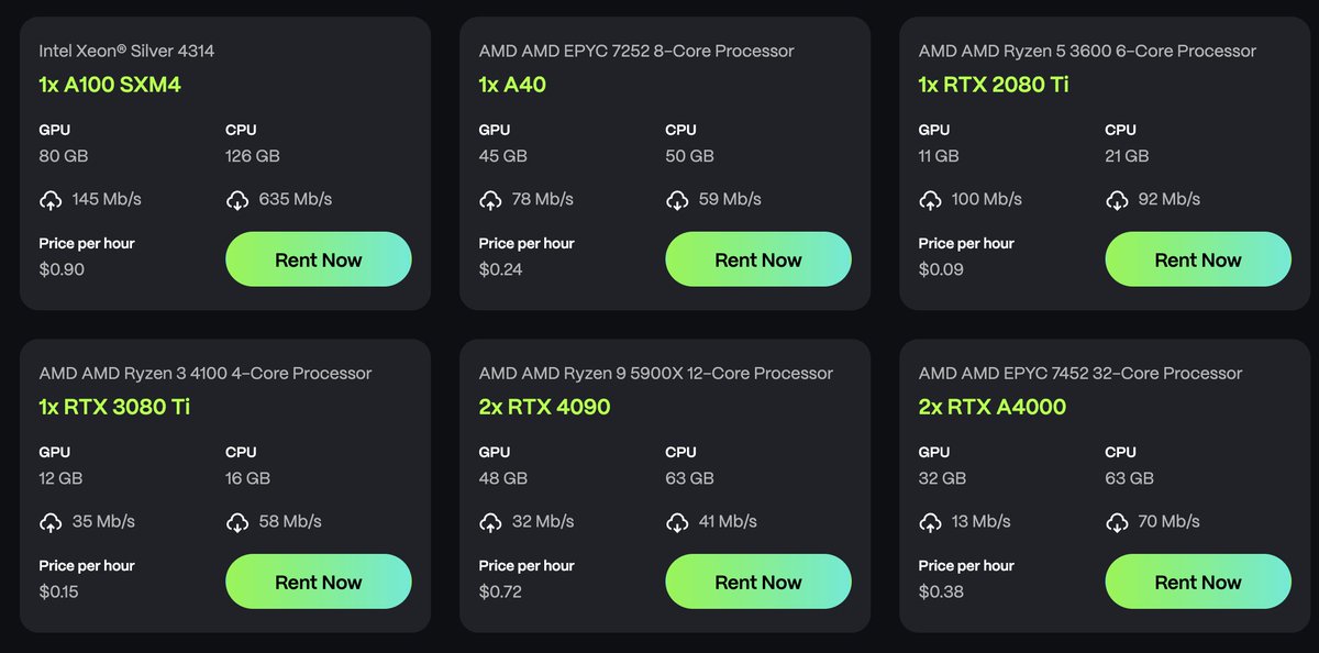 NodeAIETH's tweet image. We've just reached a major milestone: our GPU fleet now exceeds 100 units, combining in-house resources and top-notch providers, with a total value surpassing $500K.  

Our range includes both server and consumer-grade GPUs, catering to a wide spectrum of users interested in…