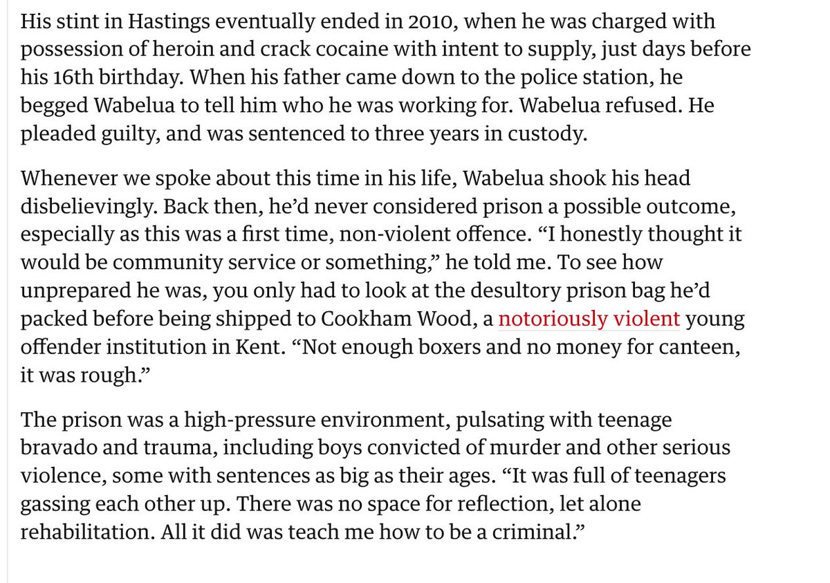 This kind of careful, serious long form reporting should be the norm when we're writing about young people who end up incarcerated -- which lays out how they got there, in all the ways they have been repeatedly failed by the British State, & treats its subject with dignity & care