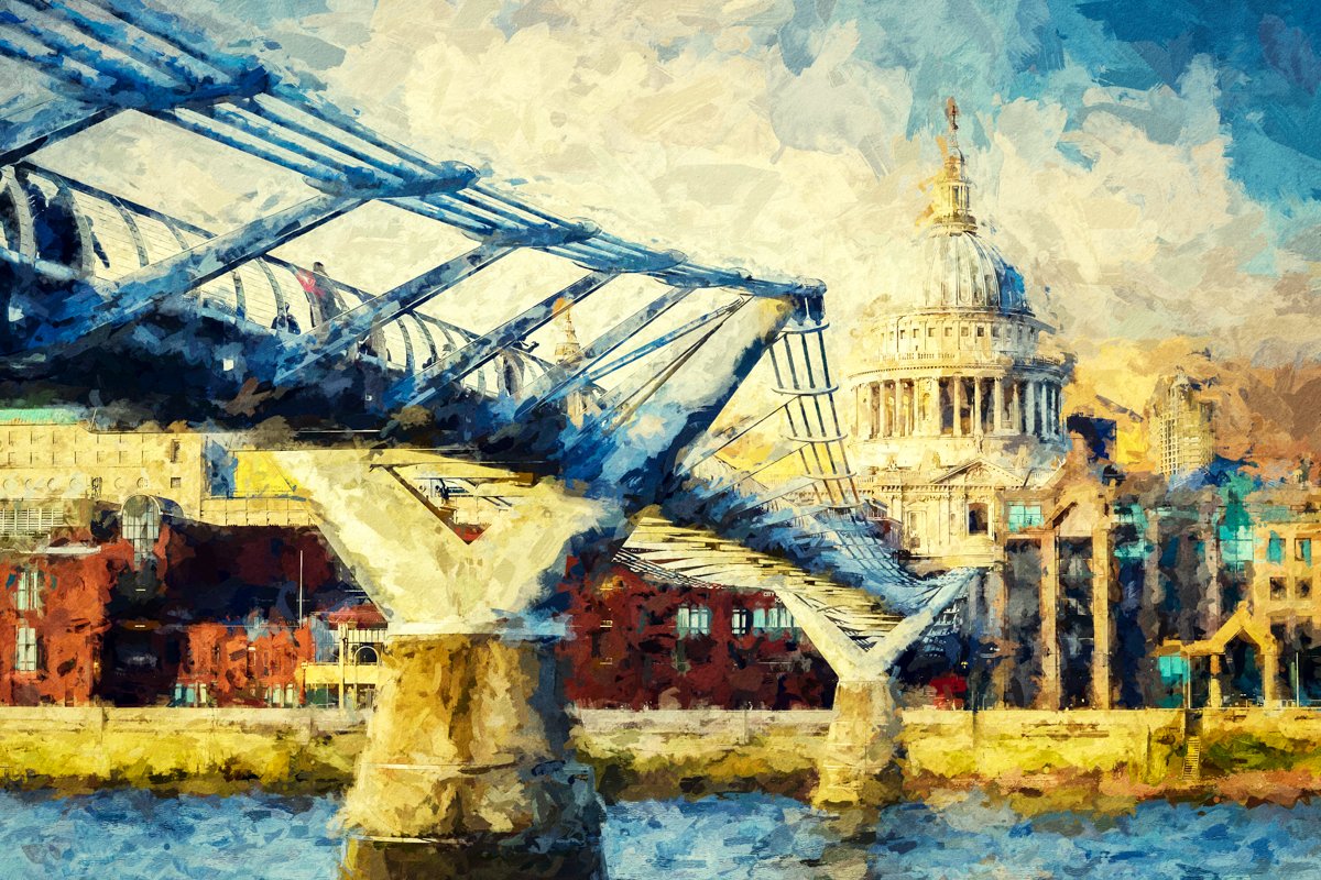 Millennium Bridge and St. Paul's Cathedral - Impressionist available here: joseph-giacalone.pixels.com/featured/mille… #england #digitalpainting #art #wallart #artprints #interiordecor #buyintoart