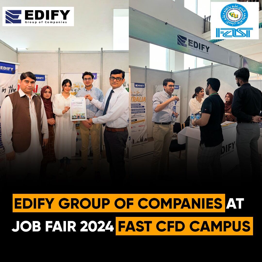 Edify Group of Companies At Job Fair 2024 Fast CFD Campus.
.
#jobfair2024 #fastcfd #studyvisa #abroad #studyoverseas #studentvisa #immigration #visaconsultants #studyinuk #studyinusa #studyingermany #studyinaustralia  #studyincanada #studyindubai #studyinmalaysia #facebook