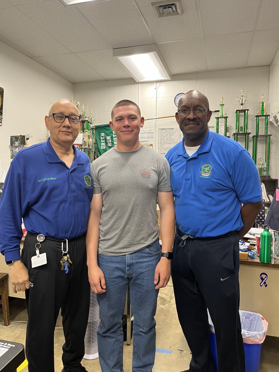 GR/GRC/ILAB NJROTC: Sgt Pérez USMC, Class of 2019 and Navy National Champion visiting the old Corral and taking a break from San Diego Drill Instructor duty. Stallion pride!