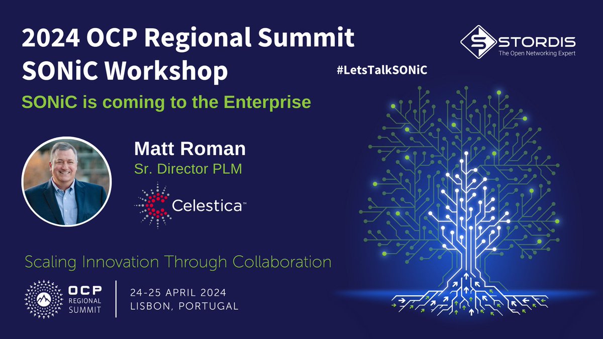 Are you excited for the second edition of the SONiC Workshop 'SONiC Strikes Back: Use SONiC, You Must!'? Join Matt Roman from @Celestica_Inc as he reveals how #SONiC is transforming enterprise networks with open-source innovation. @OpenComputePrj #OpenNetworking #OCPLisbon