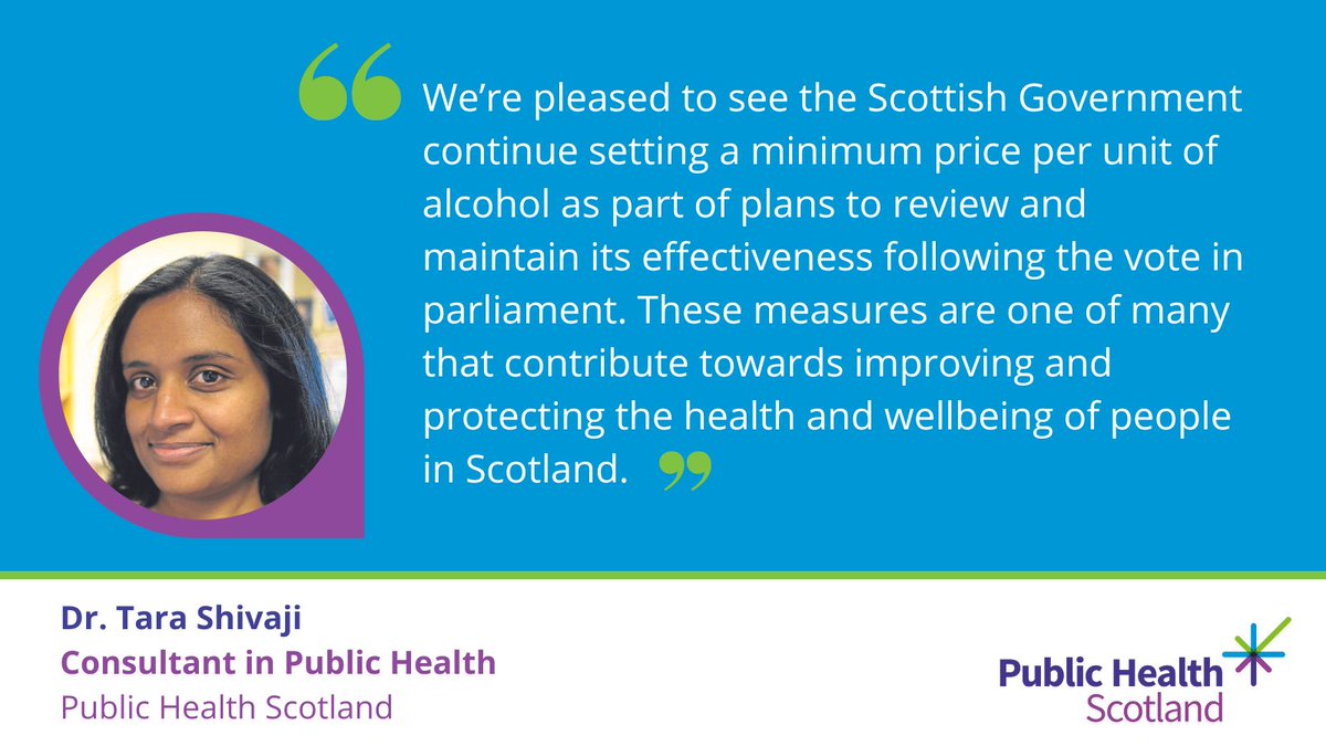 We welcome Scottish Government's plans to increase minimum unit pricing (MUP) for alcohol. Our research shows MUP has had a positive impact on tackling health harms from alcohol. Read more at: publichealthscotland.scot/news/2024/apri…