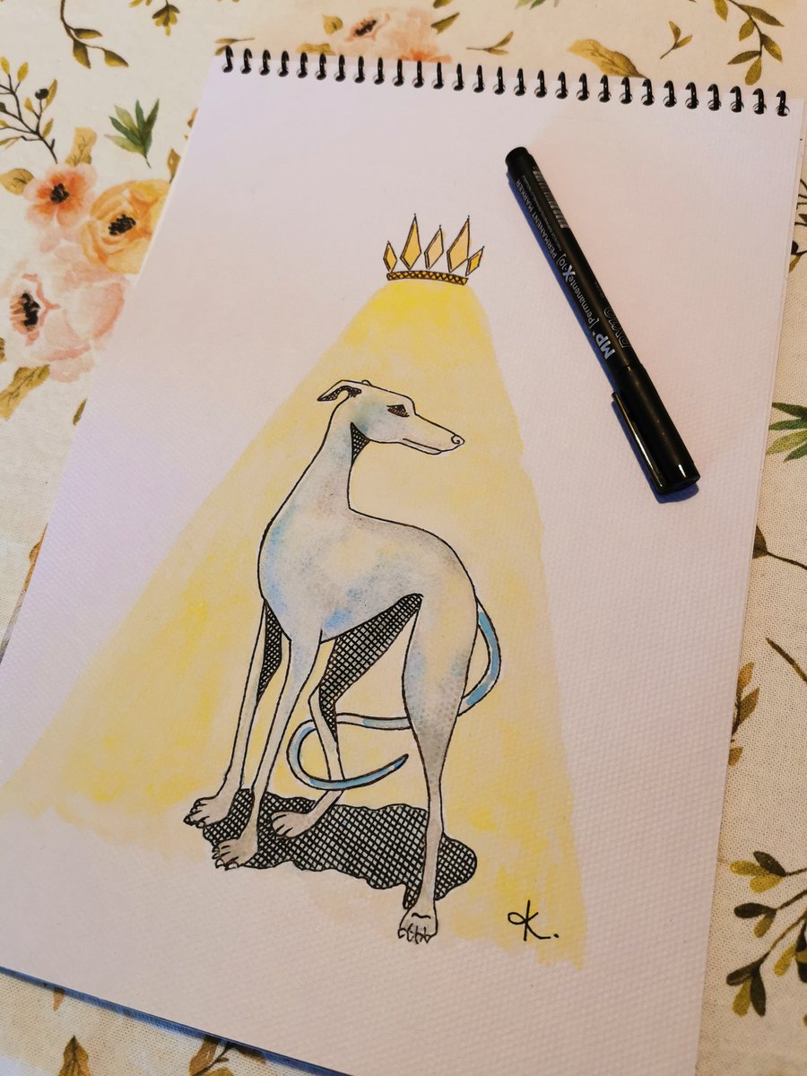 Rey galgo. Tamaño A4. Disponible para envío. Si lo quieres, contacta conmigo por DM.