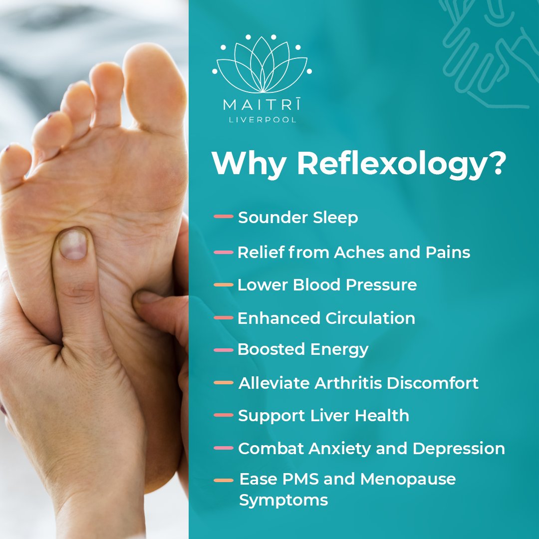 Step into wellness with Reflexology at Maitri Liverpool! Discover natural pain relief and holistic healing. Ready for a transformative journey? Visit us and start your path to wellness. Follow for more health tips &amp; success stories! #Reflexology #MaitriLiverpool #HolisticHealth