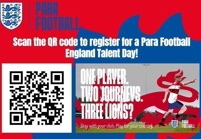 Does your son or daughter play #ParaFootball? ⚽ Do they dream of representing #England? 🦁 Register interest in a Para Football Talent Day and get them on the pathway. 🛣️ 👉 buff.ly/46USNrn