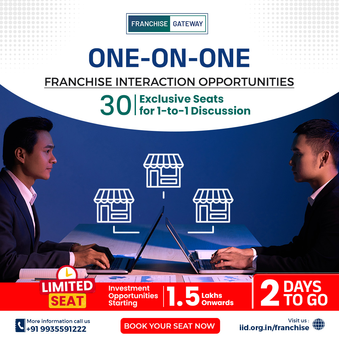 Only 2 days left until our exclusive One-on-One Franchise Interaction Opportunities event! iid.org.in/workshop/One-o…

🎟️🚫 Only Limited Seats Available 🚫🎟️
#franchisegateway #bizopportunity #BusinessExpansion #IncomeGeneration #innovativebusiness #lucrativeventure #CareerGrowth
