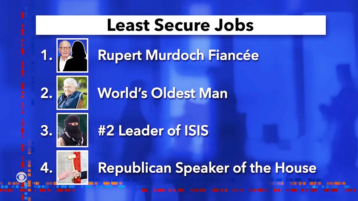 Least Secure Jobs list via @colbertlateshow