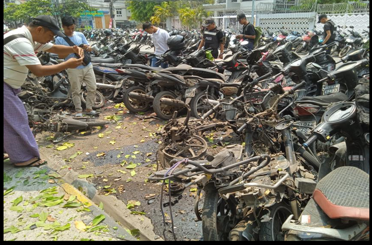 An explosion of two IEDs took place at the motorbike parking  behind Mayor Thingyan Pavilion. #PDF #terrorists are responsible for the  explosion that injured 12 people including five children who are  participating in Thingyan festival.  #Myanmar infosheet.org/node/6553